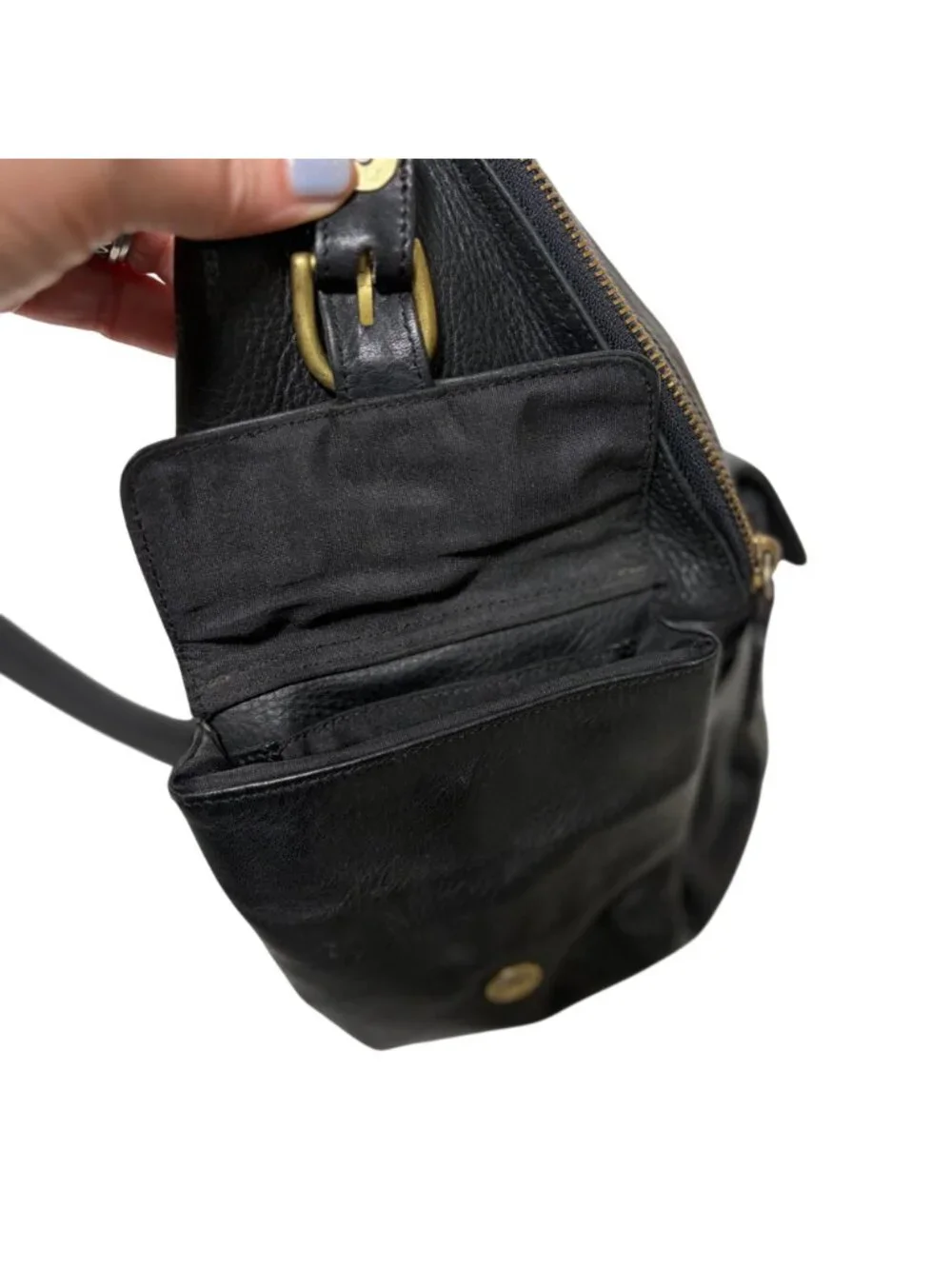 Vintage Boulder Ridge Shafmaster Leather Co Black Sling Backpack Bag Some Flaws